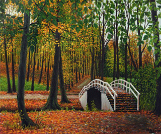 Brücke im Park, 2013, 60/50 cm, Öl, Leinwand Bilder und Illustration von Jürgen Schmidt